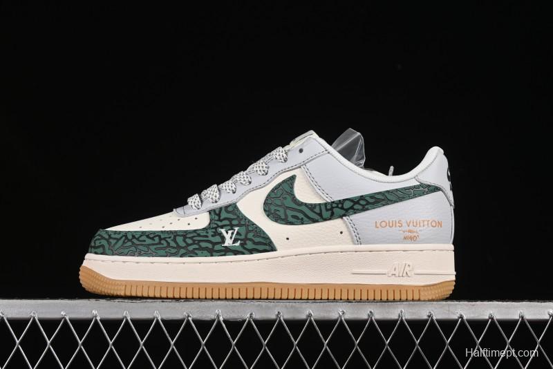 Nike Air Force 1 '07 Low LV Collaboration Green Stone Grain Gum Sole Casual Sneakers - ZH2598-306