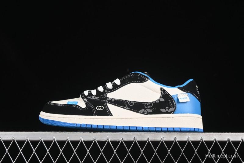 Nike Travis Scott x Fragment Design x Air Jordan 1 Low OG SP AJ1 Collaboration Sneakers in Blue/Black - XS2024-037