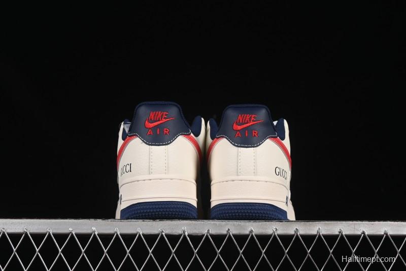 Nike Air Force 1'07 Low Gucci Collaboration Blue Red Swoosh Casual Sneakers - JJ2508-713
