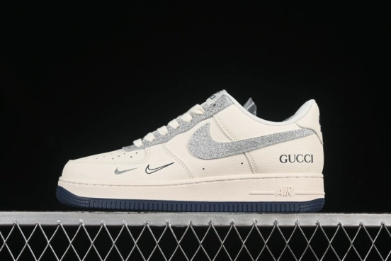 Nike Air Force 1 '07 Low Gucci Collaboration Silver Swoosh Casual Sneakers - XS1958-546