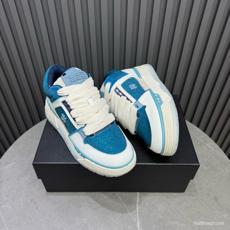 2024 Unisex Amiri Blue White Leather Mesh Sneakers MJ00410