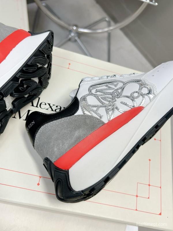 2024 Unisex Alexander McQueen White Black Grey Red Leather Sheepskin Sneakers MJ00370