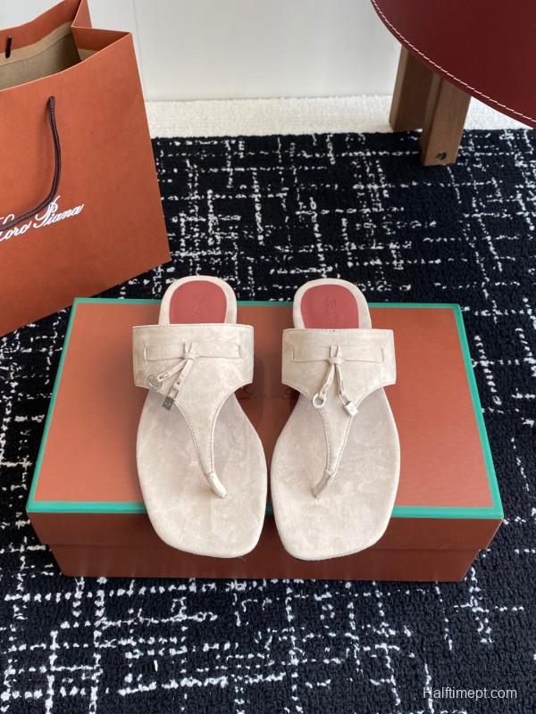 2025 Women Le Parmentier Beige Suede Slippers KFY00280