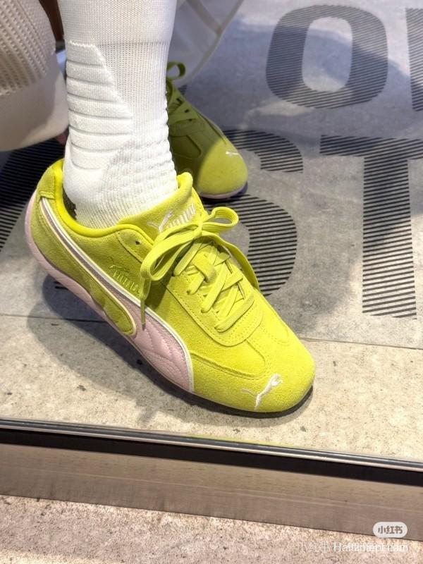 2025 Women Puma Yellow Pink Suede Sneakers KFY00260