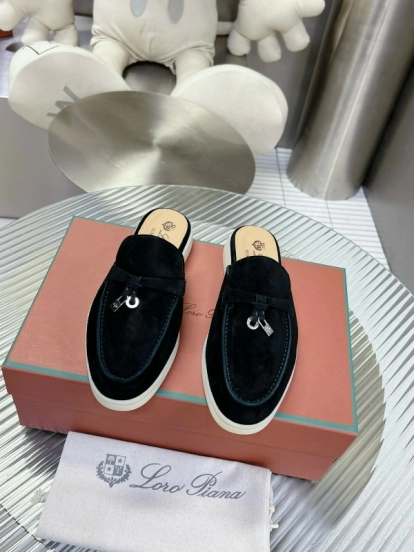 2024 Slippers LP Black Suede Loafers