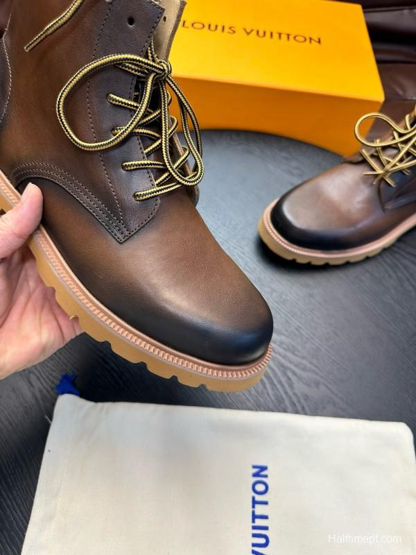 2024 Men Louis Vuitton Brown Calf Leather Boots MJ00440
