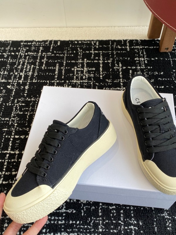 2025 Women Celine Black Canvas Sneakers CR-03