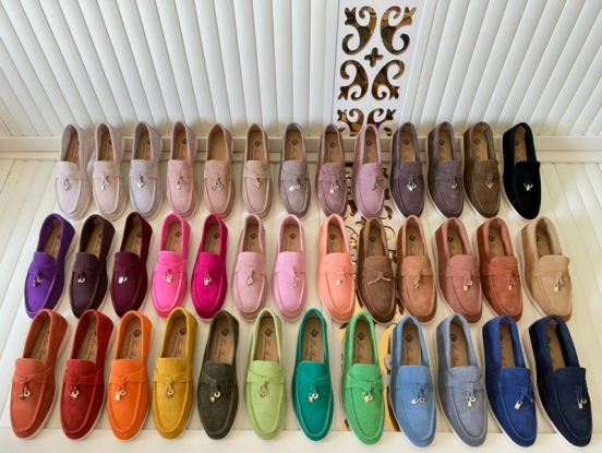 2024 Women Le Parmentier cream pink purple suede loafers