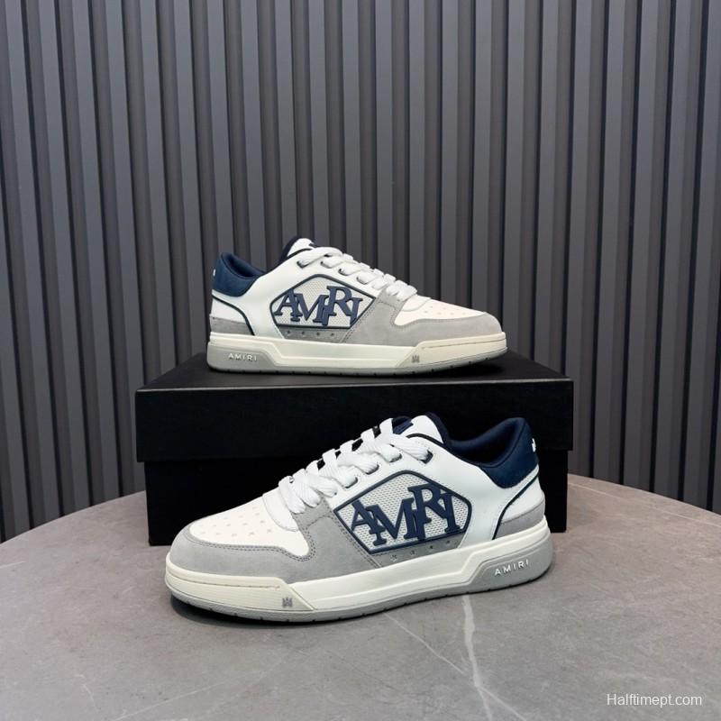 2025 Unisex Amiri White Grey Blue Leather Suede Sneakers MJ00360