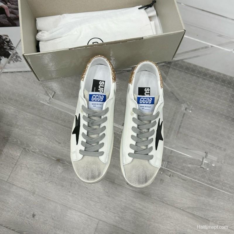 2025 Women GGDB White Black Glitter Leather Suede Sneakers