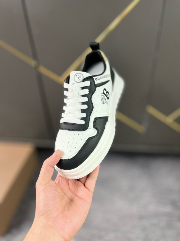 2024 Unisex Burberry Black White Leather Casual Shoes MJ00251