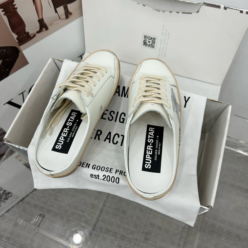2025 GGDB White Grey Leather Slip-On Sneakers
