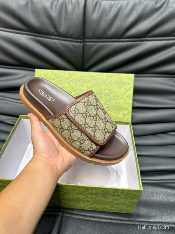 2024 Slippers Gucci Brown Canvas Slippers MJ00200