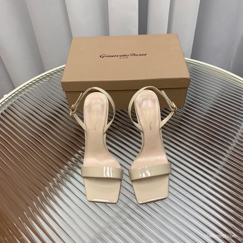 2025 Women Gianvito Rossi Beige Patent Leather Sandals