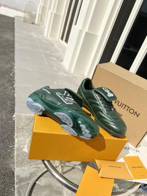 2025 Unisex Louis Vuitton Green Leather Sneakers MJ00380