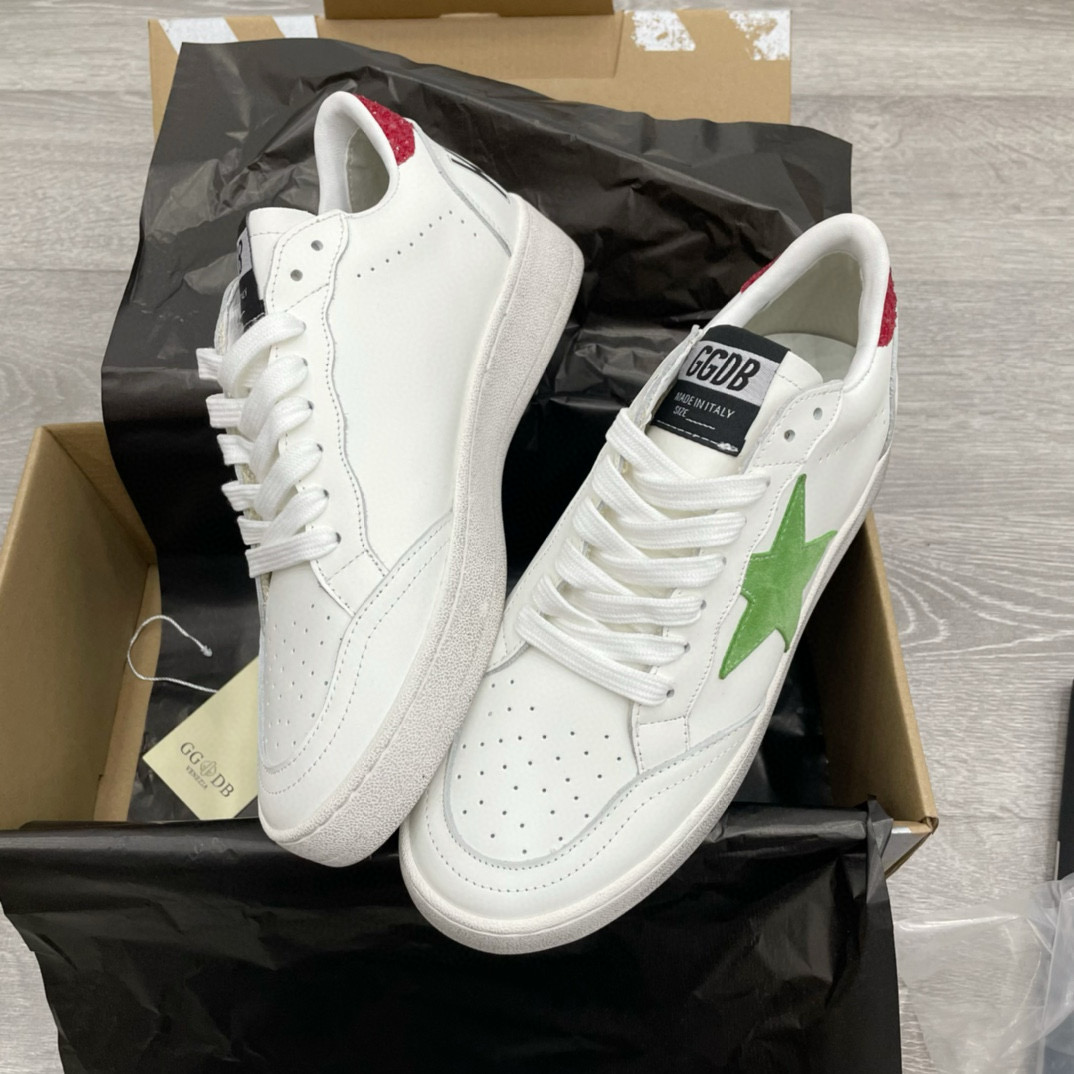 2024 Unisex GGDB White Green Leather Sneakers MJ00260
