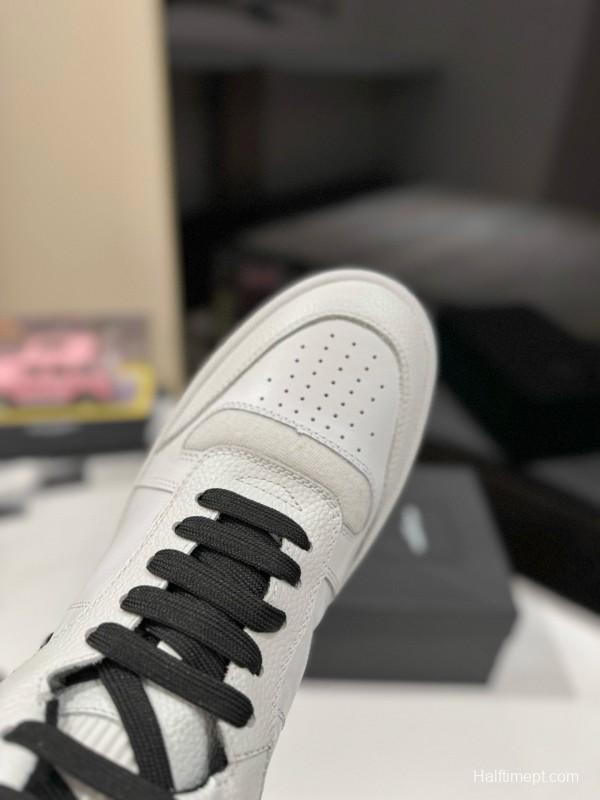 2024 Unisex Yves Saint Laurent White Black Leather Casual Sneakers Perforated MJ00390