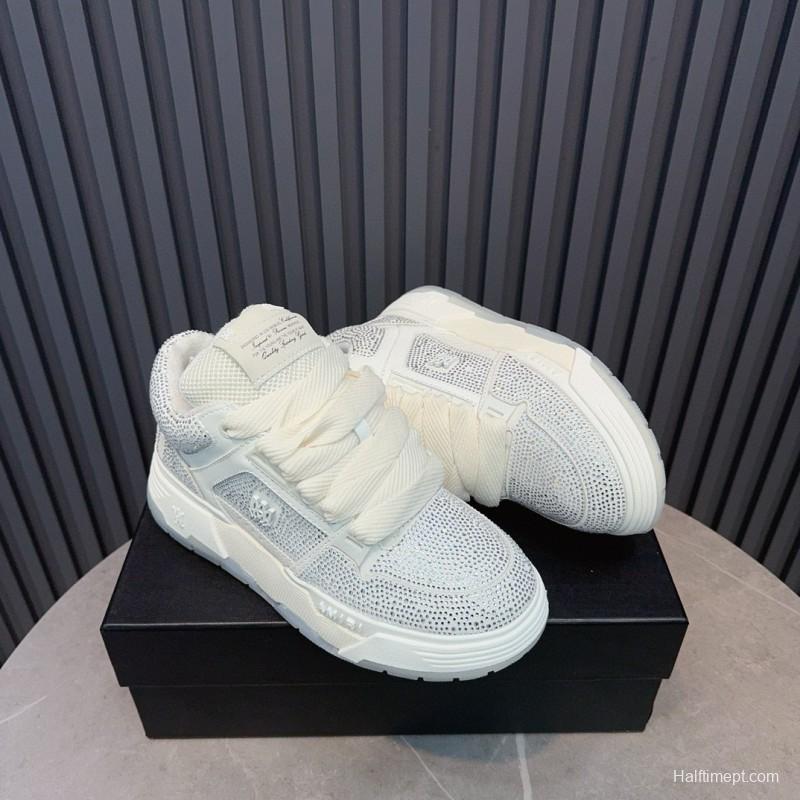 2024 Unisex Amiri White Mesh Leather Sneakers MJ00410