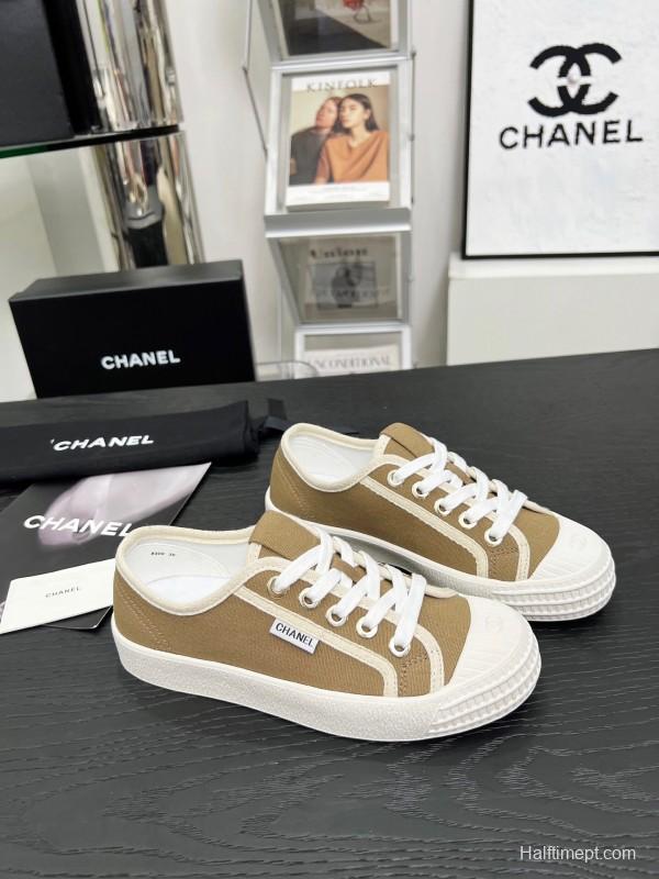 2025 Women Chanel Brown Canvas Sneakers LY00230