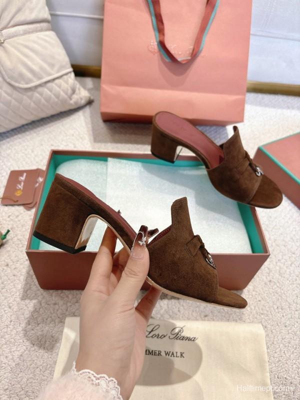2025 Women LP Brown Suede Mules
