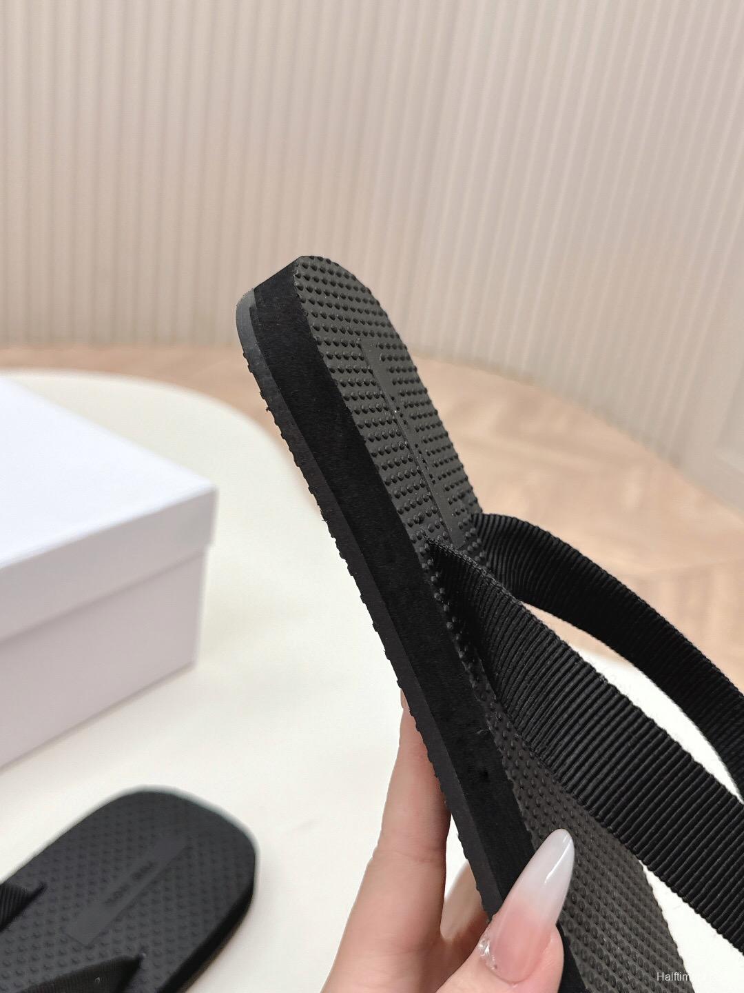 2025 The Row Black Rubber Slippers