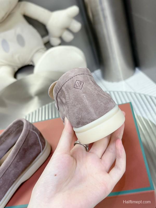 2025 Unisex Philipp Plein Taupe Calf Suede Loafers Soft Latex Sole LY00260