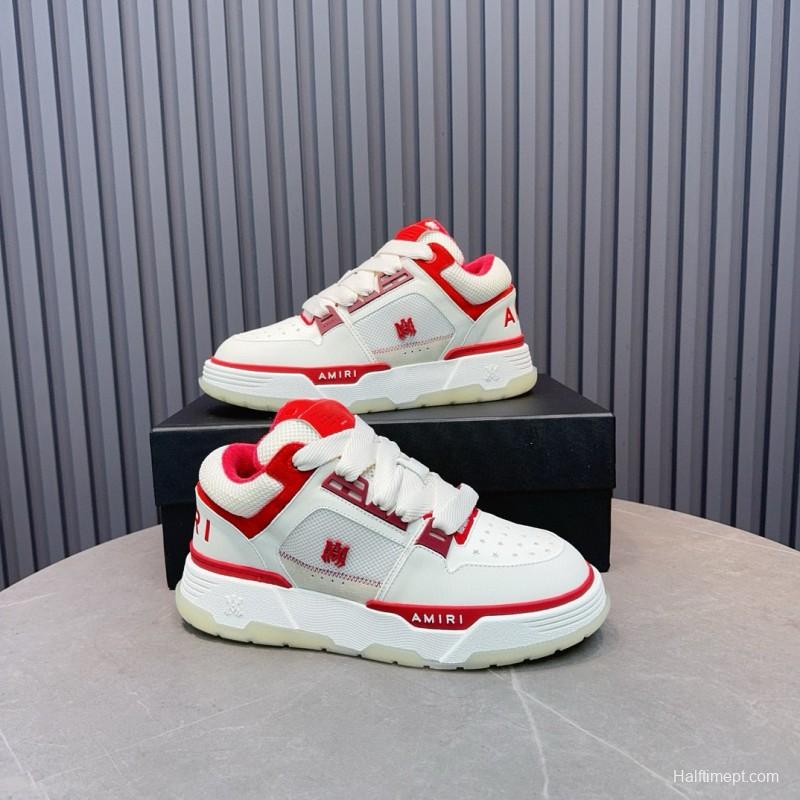 2024 Unisex Amiri White Red Leather Sneakers MJ00360