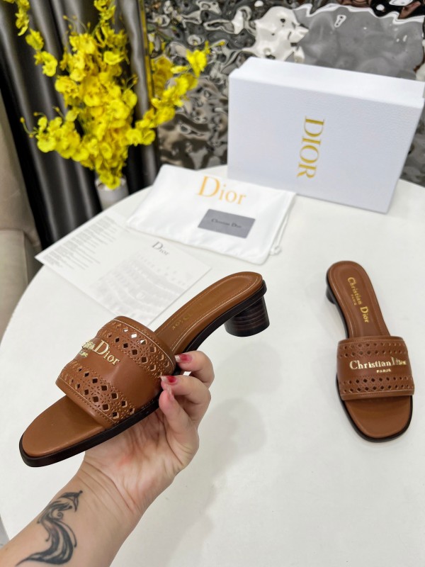 2025 Women Dior Brown Leather Sandals LY00210