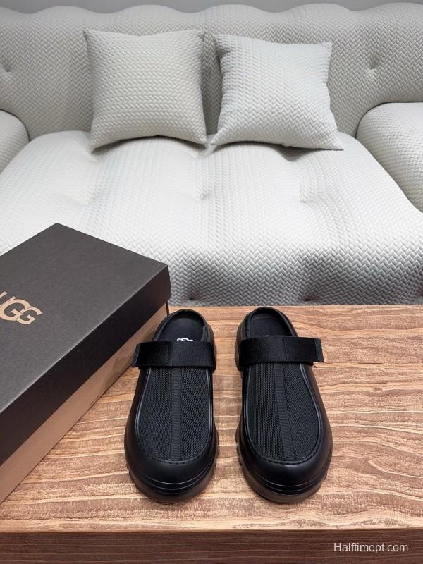2025 Unisex UGG Black Textile Rubber Slippers Strap KFY00220(F)/KFY00230(M)
