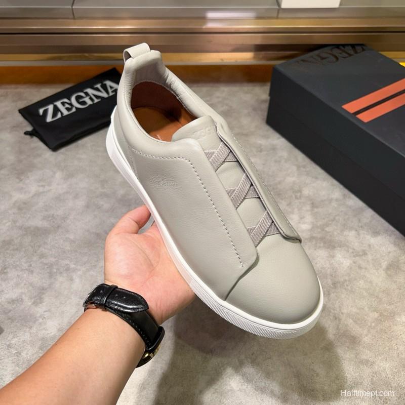 2024 Men Ermenegildo Zegna White Leather Sneakers MJ00280