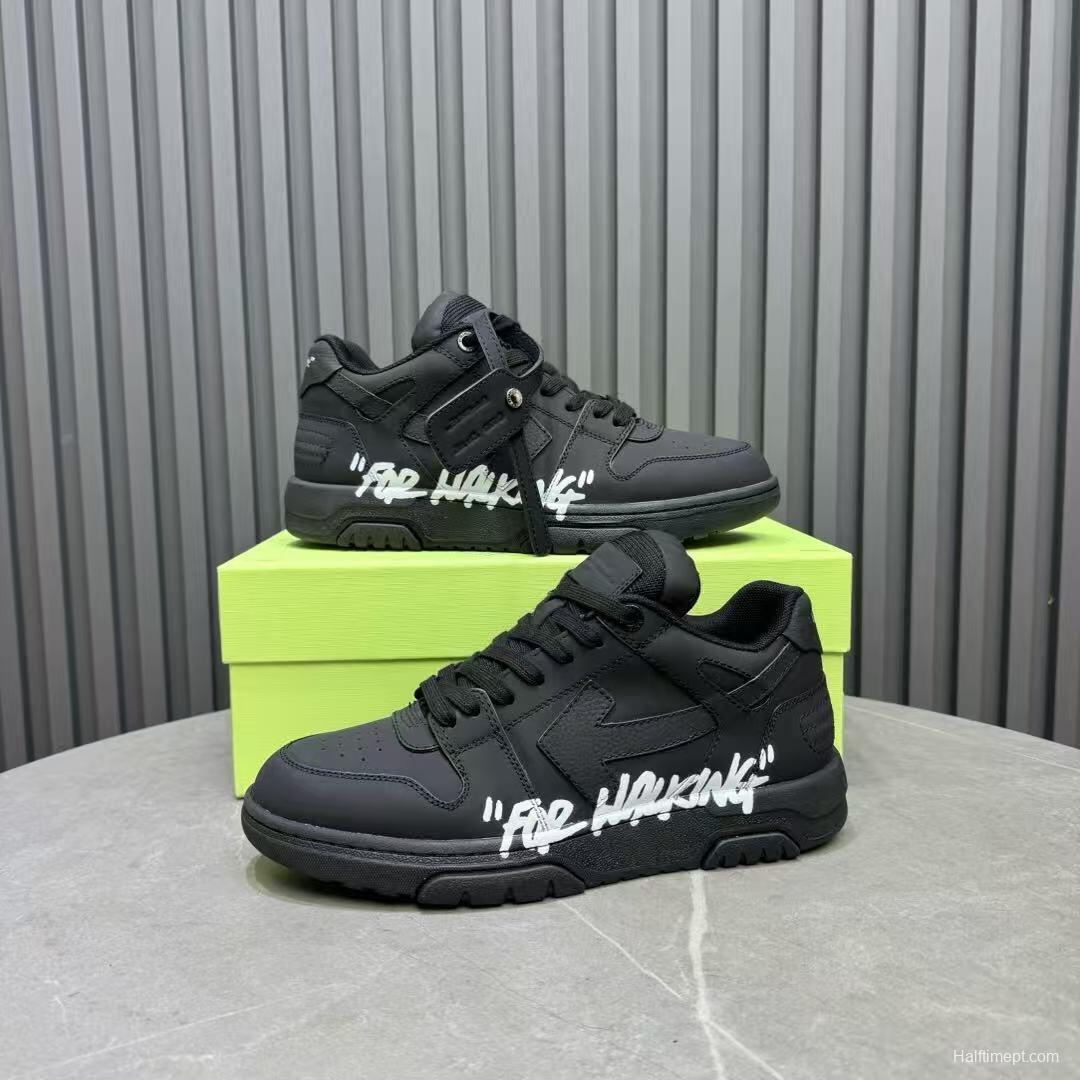 2025 Men OFF WHITE Black Leather Sneakers KFY00320