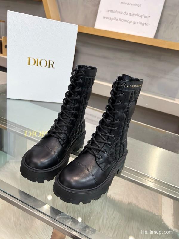 2024 Women Dior black leather boots MJ00430