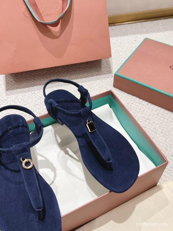 2025 Women LP Navy Suede Sandals LY00000