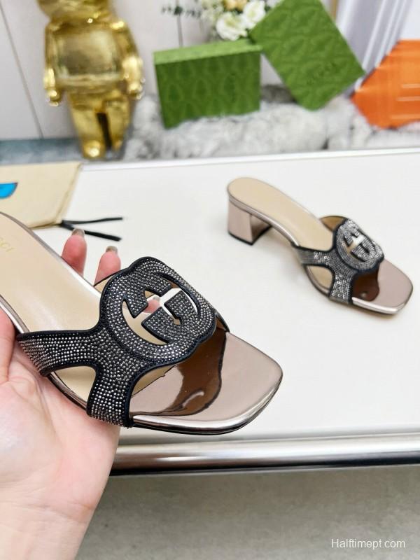 2025 Gucci Black Leather Slippers MJ00190