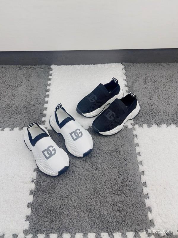 2024 Kids Dolce & Gabbana Black White Mesh Slip-On Sneakers