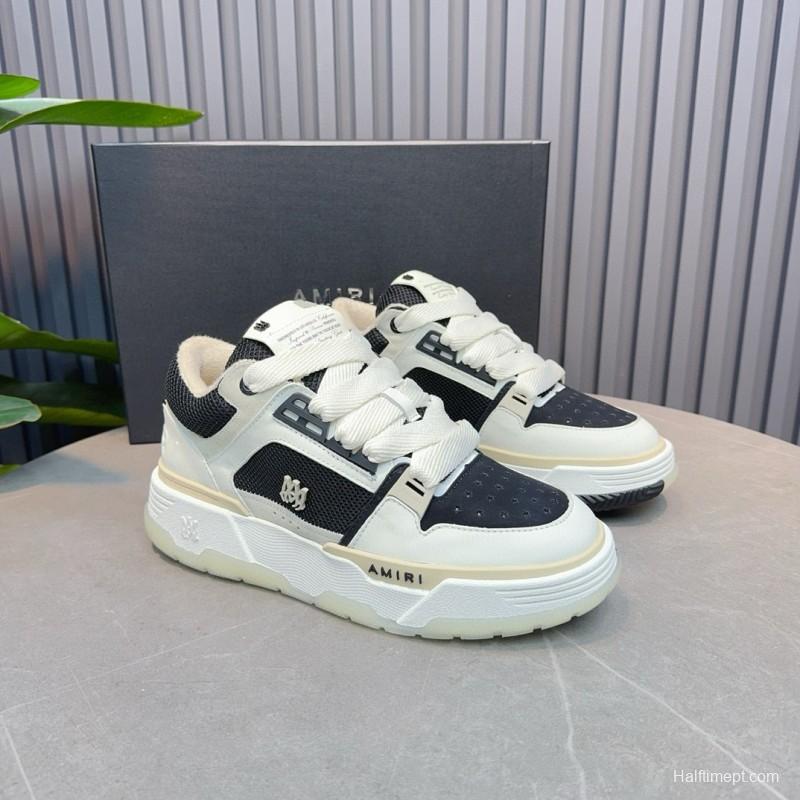 2024 Unisex Amiri Black White Leather Sneakers MJ00360