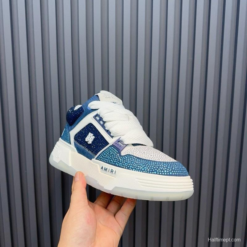 2024 Unisex Amiri Blue White Leather Sneakers MJ00410
