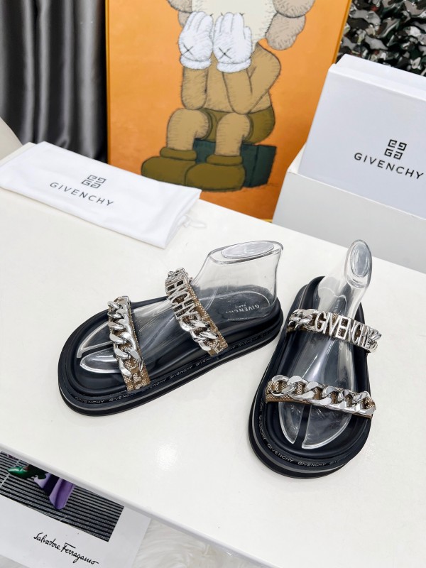 2025 Women Givenchy Black Transparent PVC Leather Sandals Chain LY00250