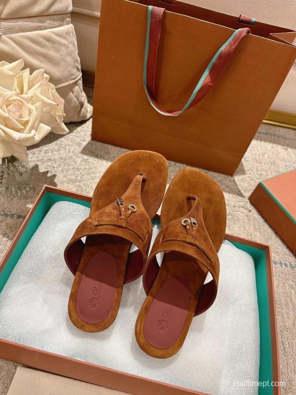 2025 Slippers LP Brown Suede Slippers LY00250