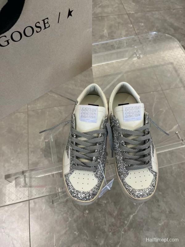 2024 Unisex GGDB White Silver Leather Glitter Low-Top Sneakers MJ00260