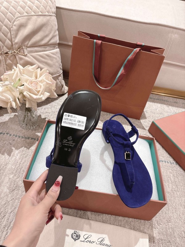 2025 Women LP Blue Suede Sandals