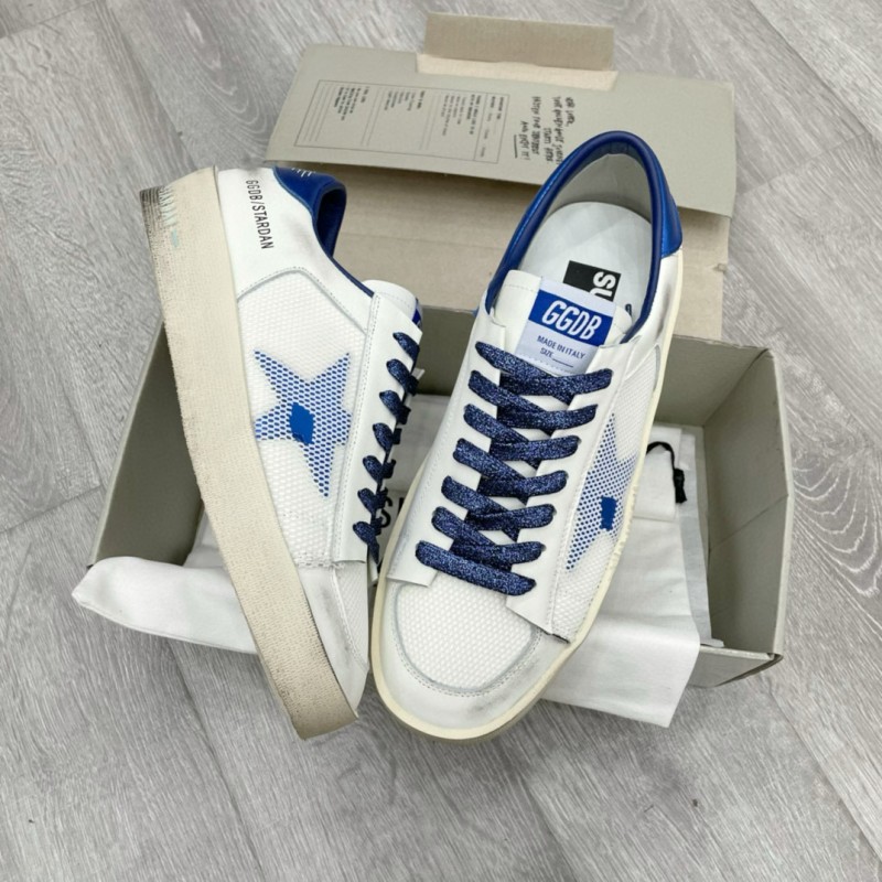 2024 Unisex GGDB White Blue Leather Sneakers STARDAN