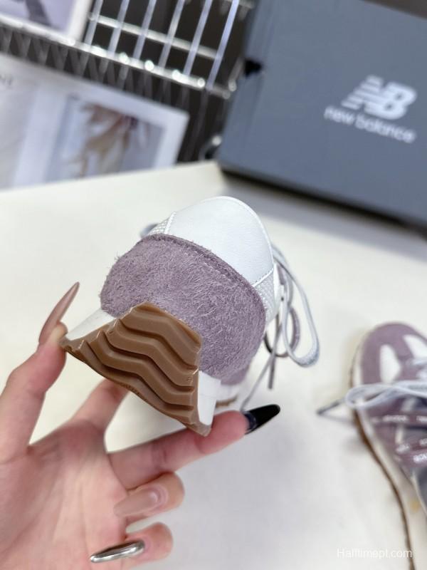 2025 Women New Balance White Purple Suede Mesh Running Shoes KFY00270