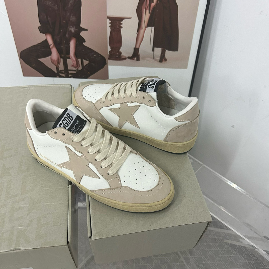 2024 Unisex GGDB White Beige Leather Suede Low Top Sneakers MJ00260