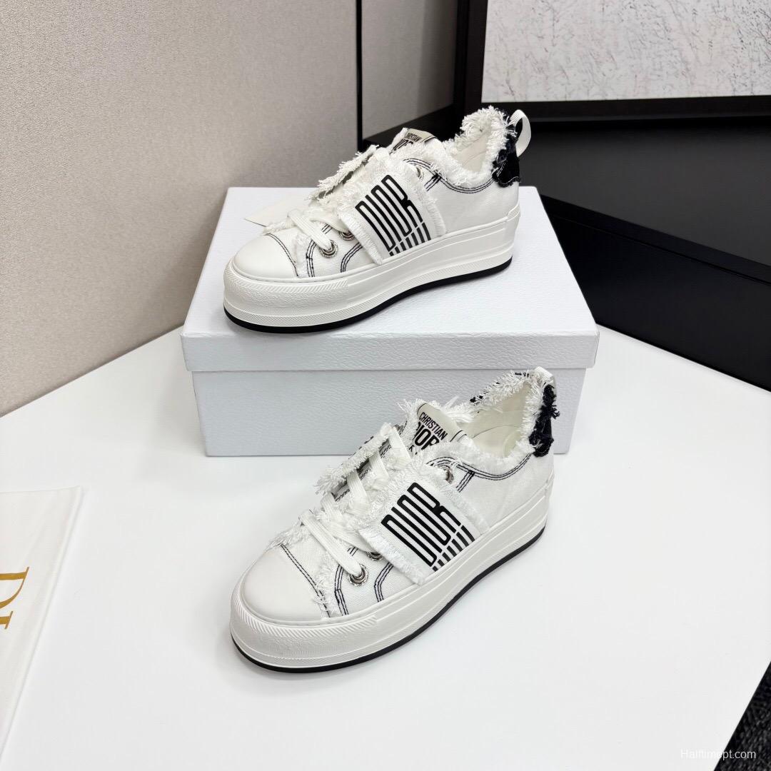 2025 Women Dior White Black Canvas Sneakers LY00300