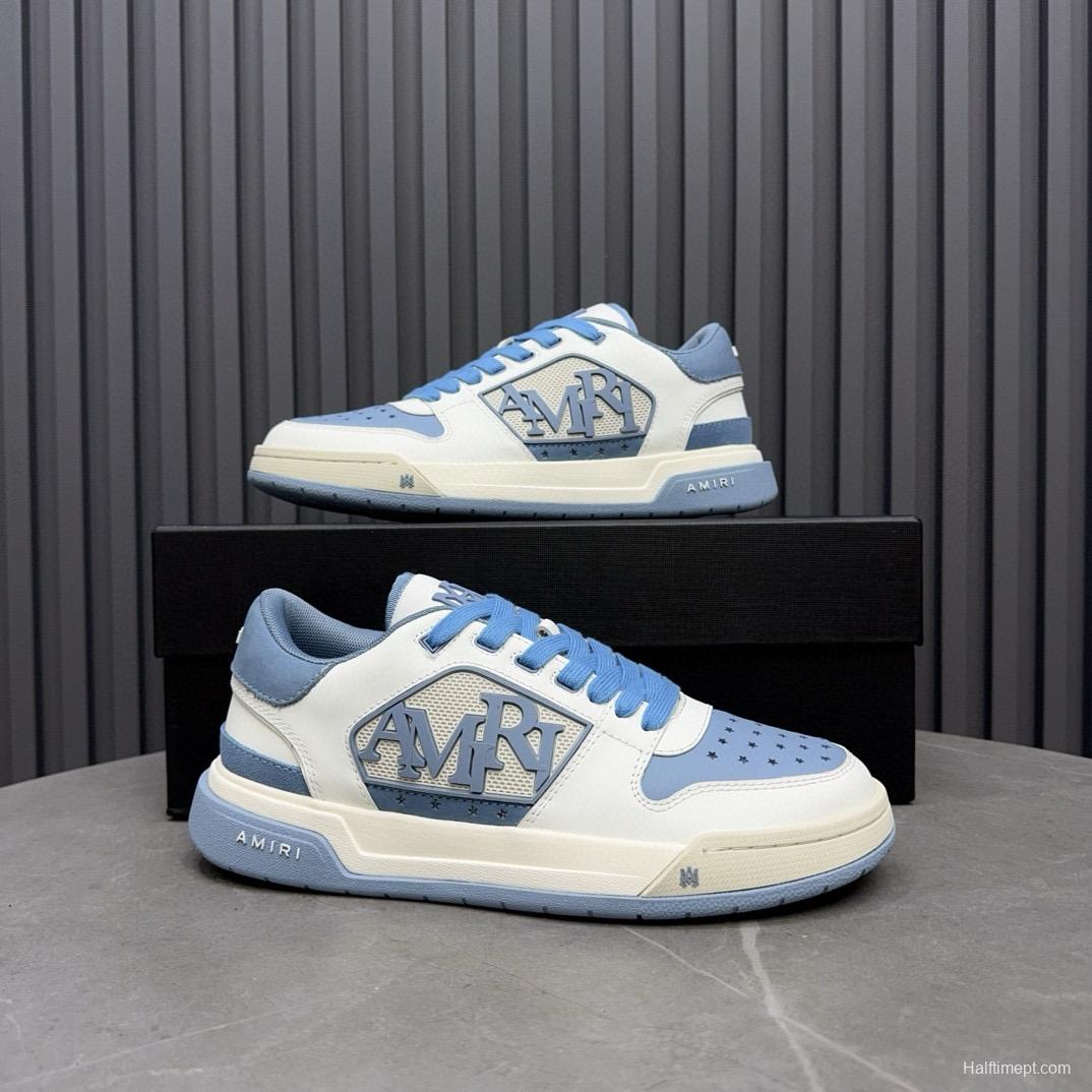 2024 Unisex Amiri Blue White Leather Sneakers MJ00360