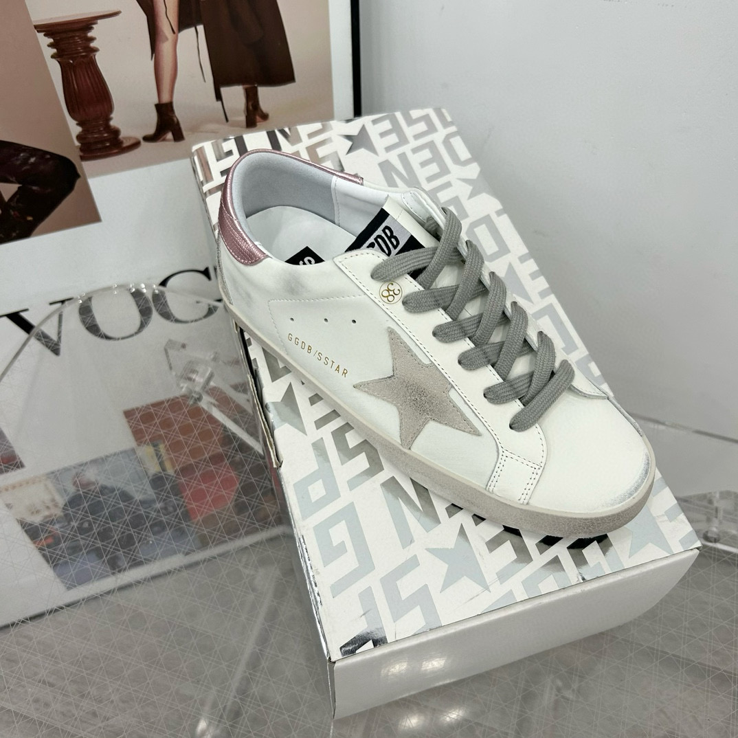 2025 Women GGDB White Grey Pink Leather Suede Sneakers