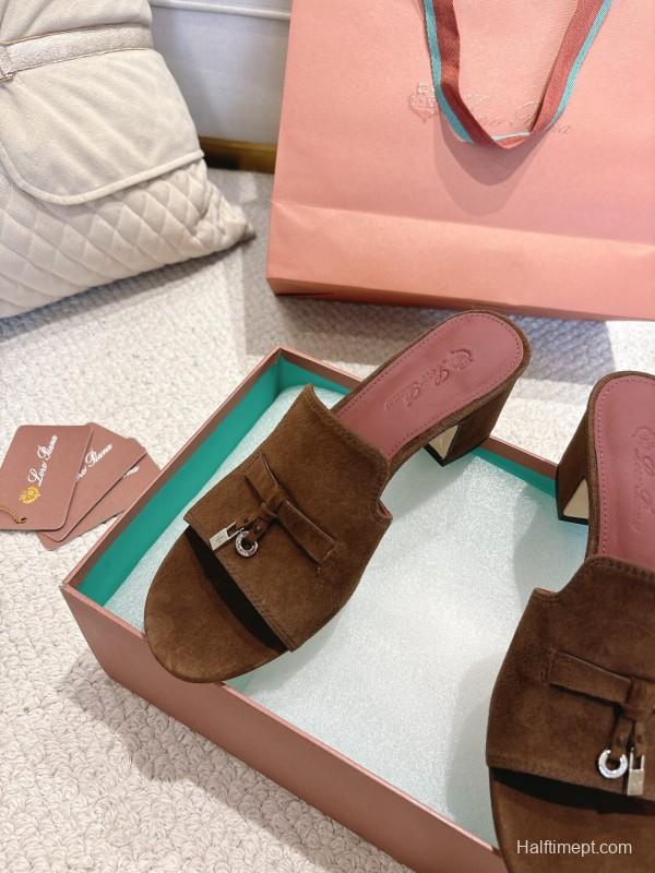 2025 Women LP Brown Suede Mules