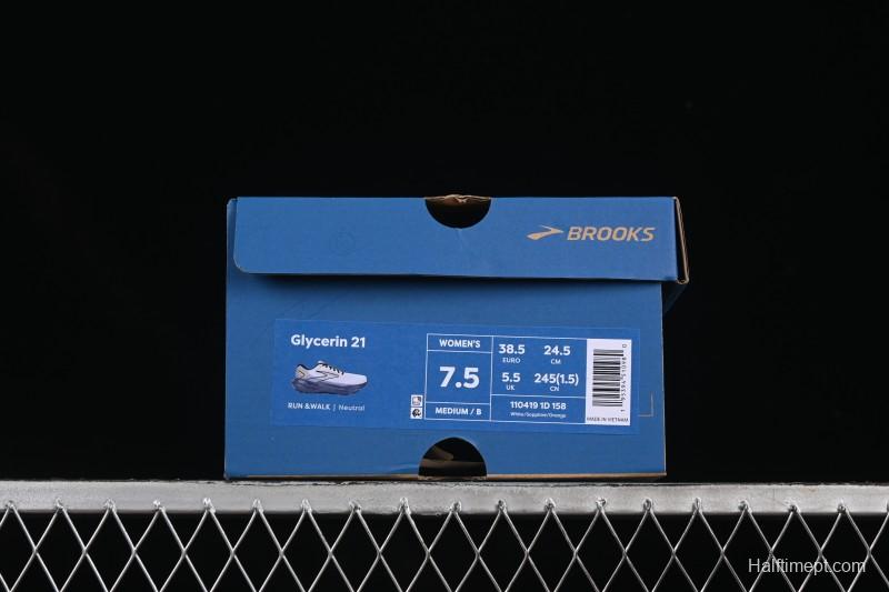 Brooks Glycerin 21 Cushioned Marathon Nitrogen Running Shoes - 1104191D158