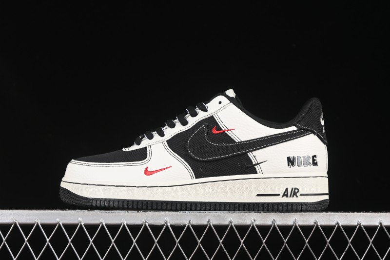 Nike Air Force 1'07 Low Black White Triple Swoosh Casual Sneakers - SC9207-537